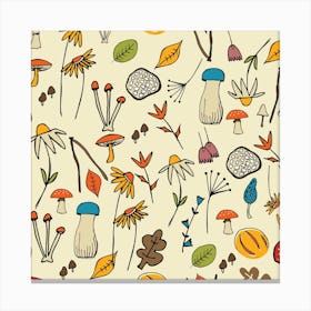 Mushroom Ivory Square Canvas Print