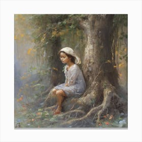 Little Girl In The Forest Canvas Print