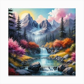 Waterfalls In The Mountains 1 Canvas Print