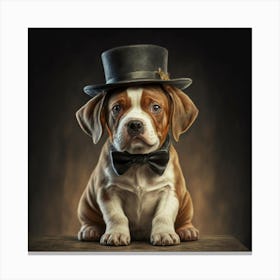Boxer Dog In Top Hat Canvas Print