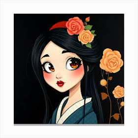 Asian Girl Anime Style Canvas Print