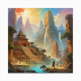 Chinese Temple Art print paintings 1 Canvas Print