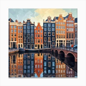 Amsterdam City Low Poly Art Print Canvas Print