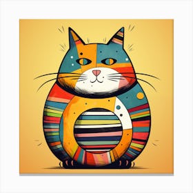 Funny Fat Cat In The Style Of Picasso Canvas Print