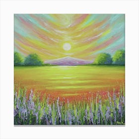 Sunset In The Field Canvas Print