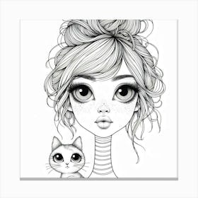 Girl With Cat 2 Canvas Print