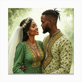 African Wedding Couple Leinwandbild