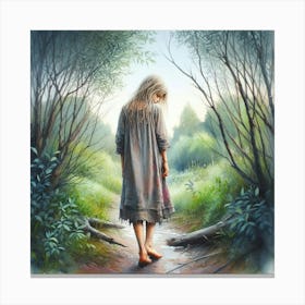 Little Girl In The Woods Canvas Print