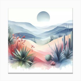 Watercolor Desert Landscape Canvas Print