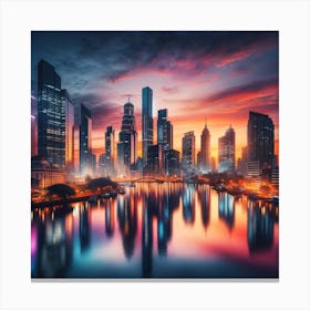 Cityscape At Dusk Canvas Print