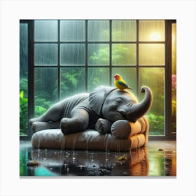 Elephant In The Rain 1 Canvas Print