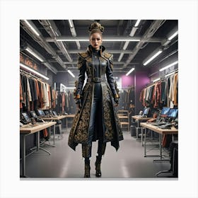 Woman In A Clothing Store Canvas Print