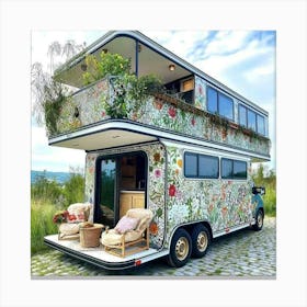 Flower House On Wheels Canvas Print