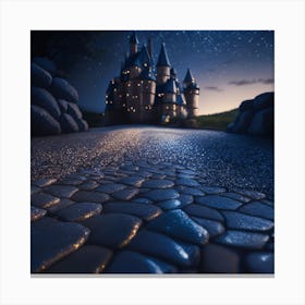 Fairytale Castle At Night Canvas Print