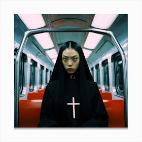 Nun on the subway. 2023 Canvas Print