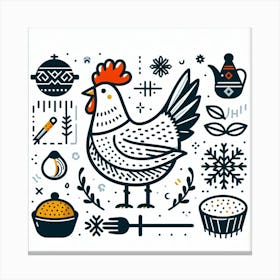 Scandinavian style, chicken 1 Canvas Print