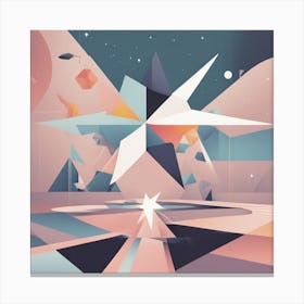 A Drawing In Pastel Colors Of A Light And Shadow And A Star, In The Style Of Bauhaus Simplicity, R (1) Canvas Print