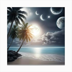Night Time Silver Beach Canvas Print