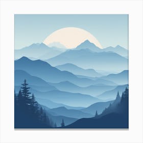 Misty mountains background in blue tone 103 Canvas Print