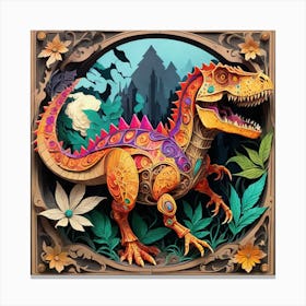 Dinosaur In The Forest Canvas Print