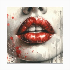 Watercolor Woman Lips #2 Canvas Print