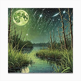 Moonlight In The Marsh 1 Canvas Print