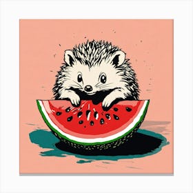 Hedgehog Eating Watermelon 1 Leinwandbild