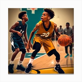 Basketball Player Dribbling 3 Canvas Print