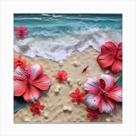 Paper Flowers On The Beach Canvas Print