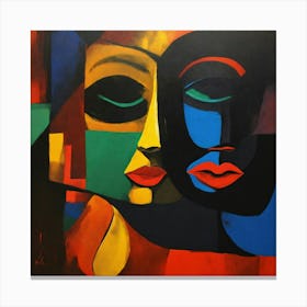 Abstract Cubism Faces Canvas Print