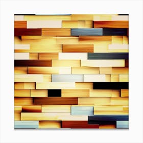 Captivating Online: 3D Puzzle Tiled Blue and Brown Wood Floor Canvas Print