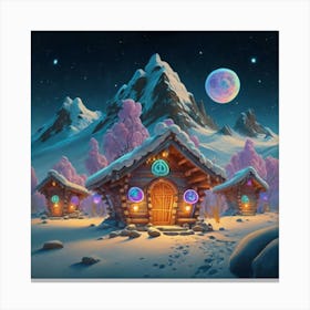 Mountain village snow wooden 6 19 Canvas Print