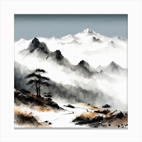Chinese Mountains Landscape Painting (31) Canvas Print