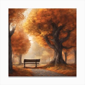 Autumn Park Bench Canvas Print