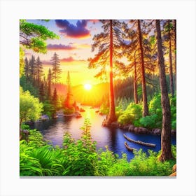 Sunset In The Forest 10 Canvas Print