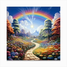 Pathway Under The Rainbow Canvas Print