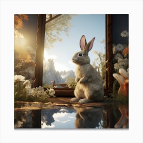 Rabbit In The Window with reflection Canvas Print