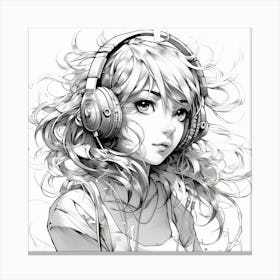 Anime Girl With Headphones 8 Canvas Print