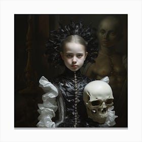 Girl With A Skull 2 Canvas Print