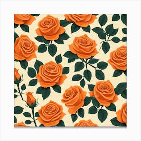 Orange Roses Seamless Pattern 9 Canvas Print