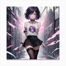 Purple Emo Goth Girl Canvas Print