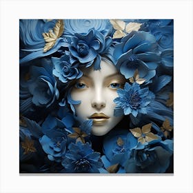 Blue Flower Head Canvas Print