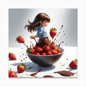 Girl In A Bowl Of Chocolate Canvas Print