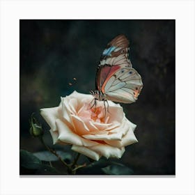 Butterfly On A Rose 1 Canvas Print