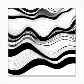 Wavy Sketch In Black And White Line Art 1 Canvas Print