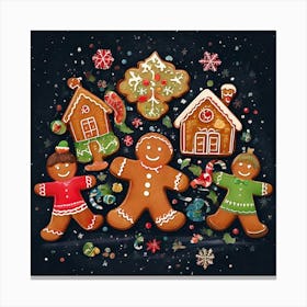 Firefly Gingerbread, Men, Friends, Gumdrops, Candy, Canes, Snowflake, Ornament, Christmas, Concept, (8) Canvas Print