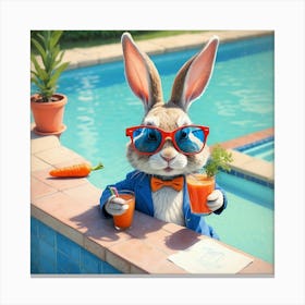 Rabbit By The Pool Canvas Print