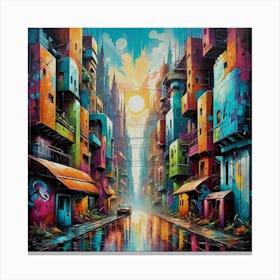 An urban city of the future in a mysterious country beyond the Equator Canvas Print