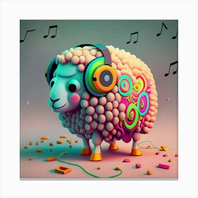Sheep With Music Notes 2 Canvas Print