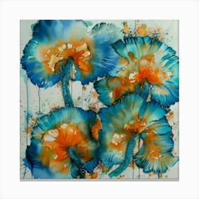 Blue And Orange Flowers 2 Canvas Print